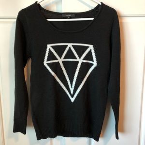 PAPAYA | Black sweater White diamond